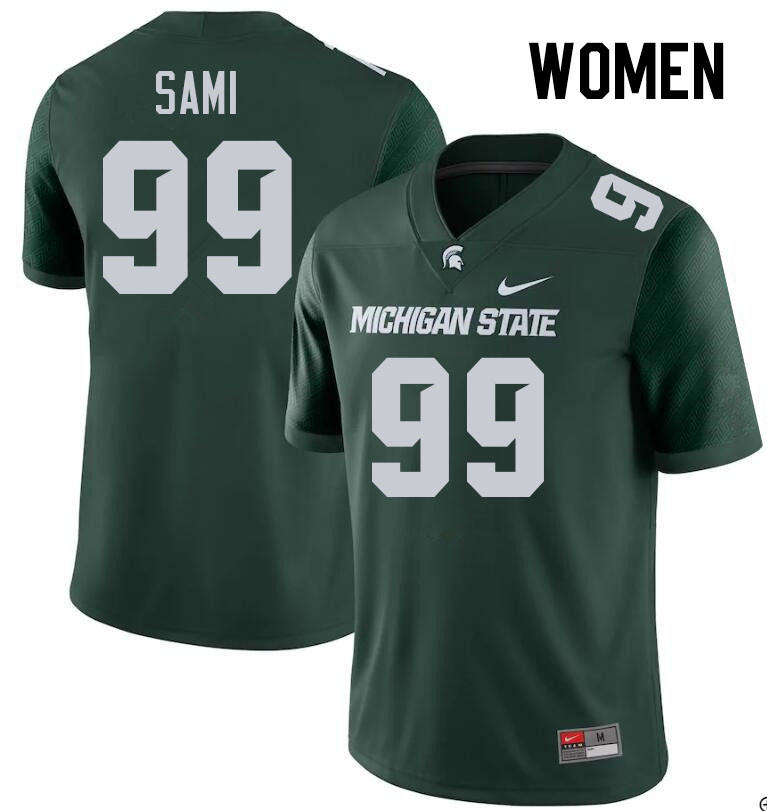 Women #99 Jalen Sami Michigan State Spartans College Football Jerseys Stitched Sale-Green
